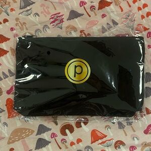 NWT Pure Barre makeup pouch pencil case black and gold
